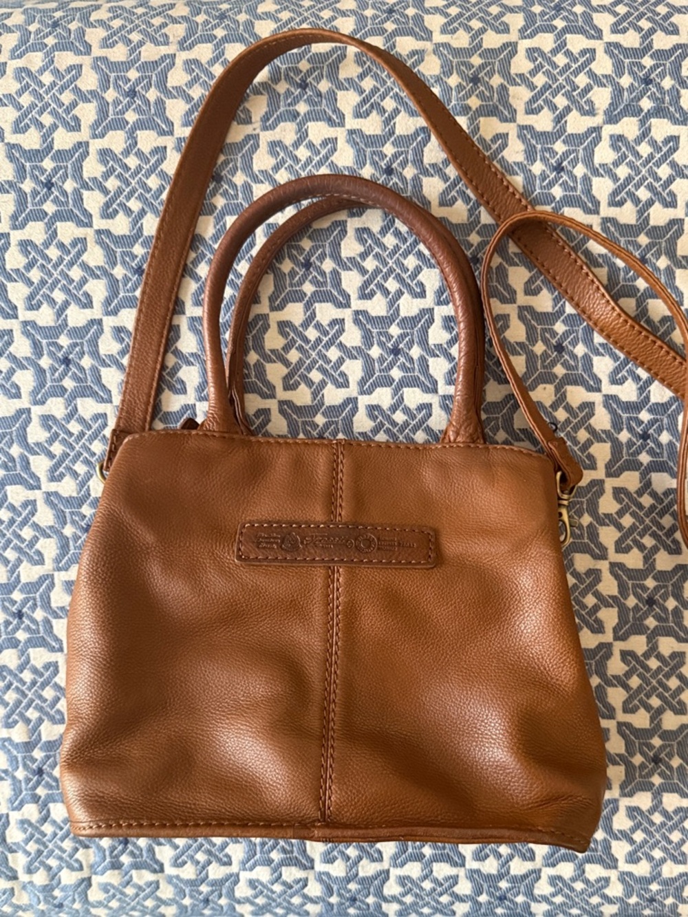 Vintage Fossil 75082 Brown Leather Crossbody Satchel Bag